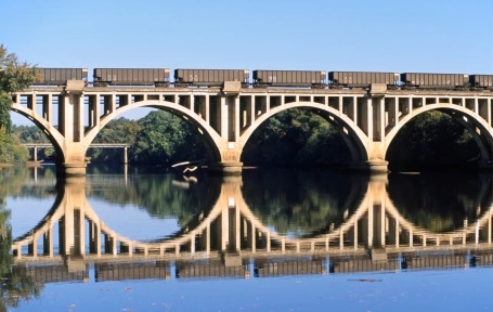Train crossing the RF&P bridge over the Rappahannock River