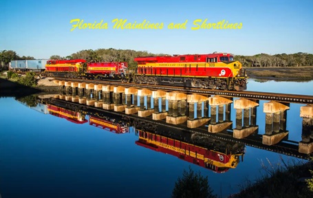 FEC freight train crossing river
