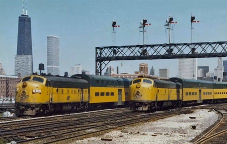 Two C&NW commuter trains