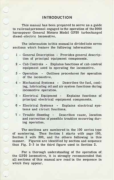 EMD GP20 OP Manual Introduction Page 1