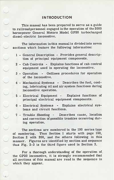 EMD GP20 OP Manual Introduction Page 3