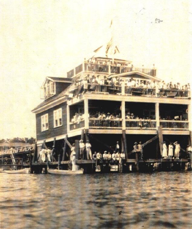 Pavilion behind Rolston Hotel, out over the Bay