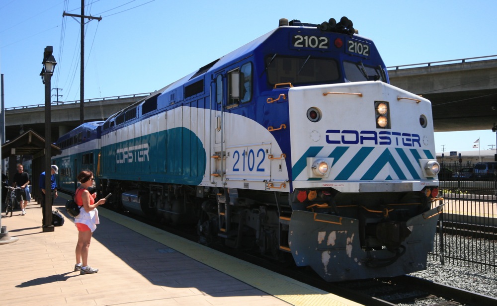 Amtrak Surfliner and Coaster Trains at Del Mar California