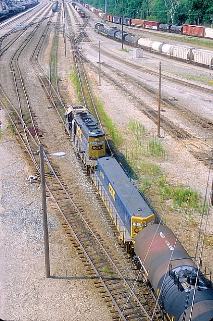 CSX yard slug 1054 and SD40-2 hump engine 2414.