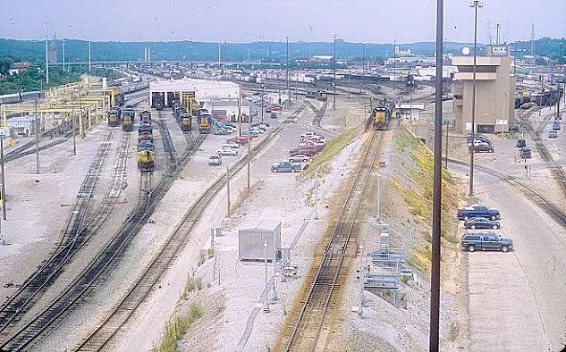 Right to left is the engine servicing area, loco shop, hump and yard administration building.