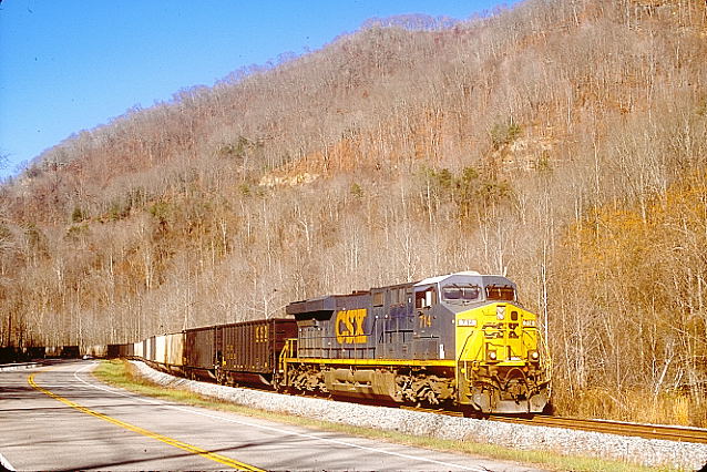 H837 pulls east along WV 85.