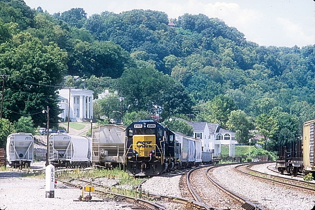 Looking west at the small yard.