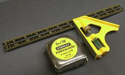 tape measure and carpenter's square