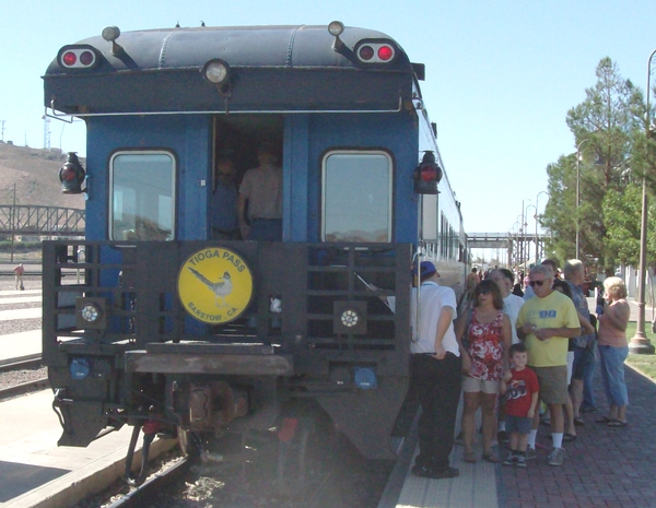 Visitors lined up to tour train