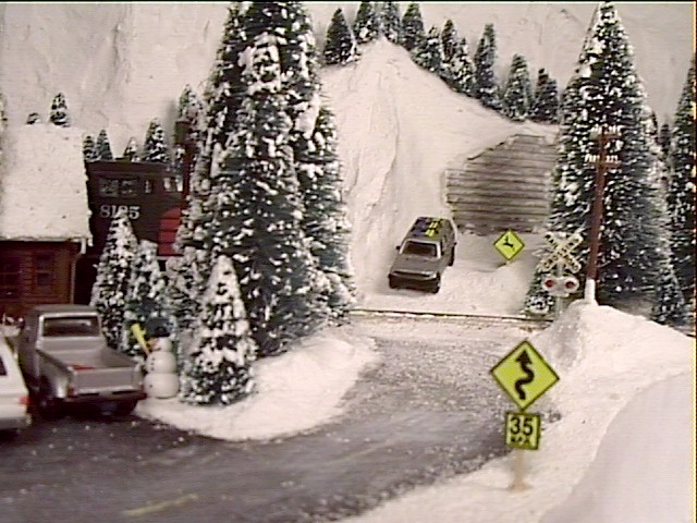 The road through town winds through the mountains on it's way up Wolf