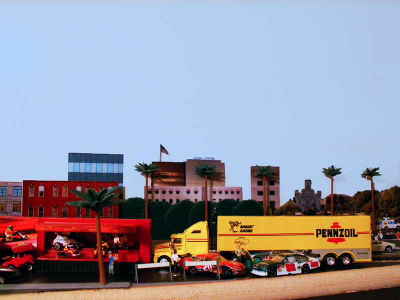 Race cars in promotional area