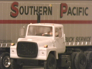 This truck is ready and waiting to pick up a trailer