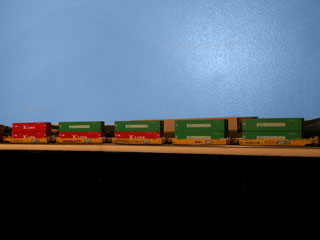 evergreen kline containers on APC TTX double stack train