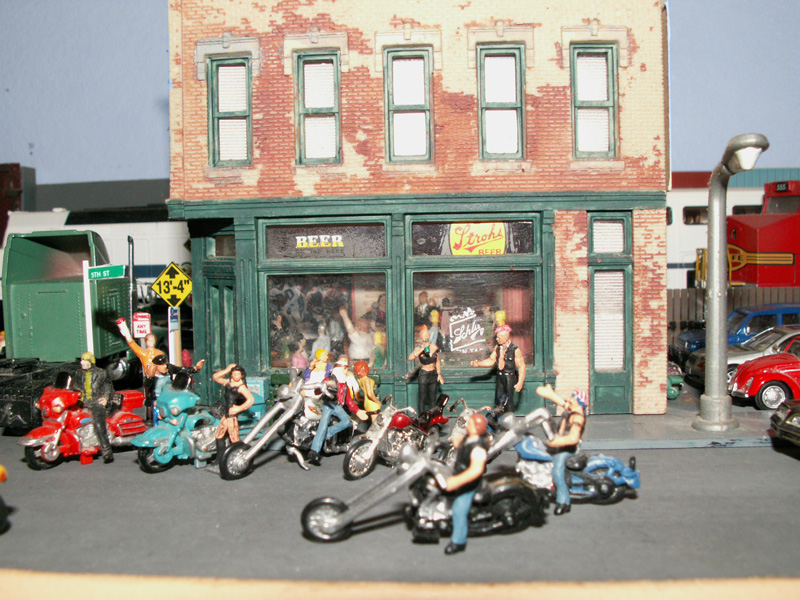 Bikers outside of a west side bar on 5th street
