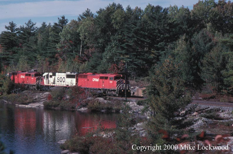 CP CP 9008, Soo 6030, and CP 9024 southbound at Bala Oct. 3, 1998 @ 1515