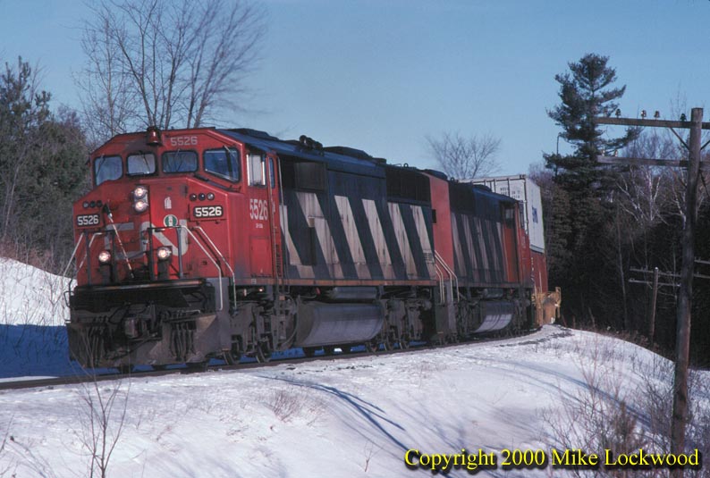 CN 5526 and 5408 on #166 Pine Orchard Jan 17, 1999 @ 1215