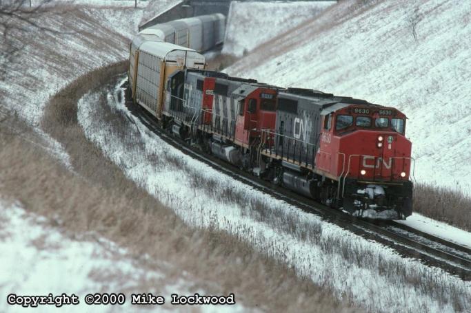 CN 9630, 5016, and GTW 4920 on #391 January 31/98 @ 1131