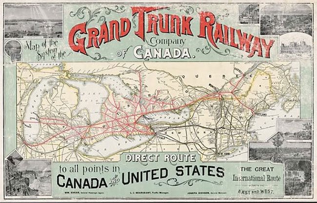 Grand Trunk Railroad Map Old Time Trains