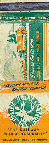 Pacific Great Eastern Match Cover