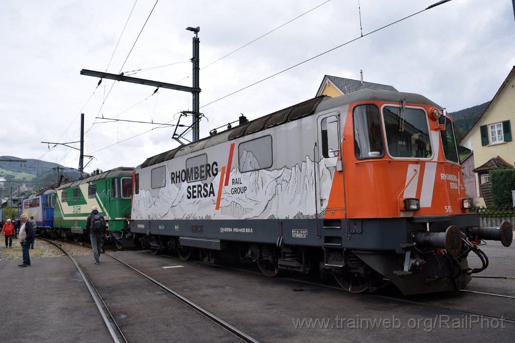 9357-0023-140924.jpg - Sersa Re 420.503-5 "Valentina" + MBC Re 420.506-8 + WRS Re 420.502 / Balsthal (Dépot) 14.9.2024