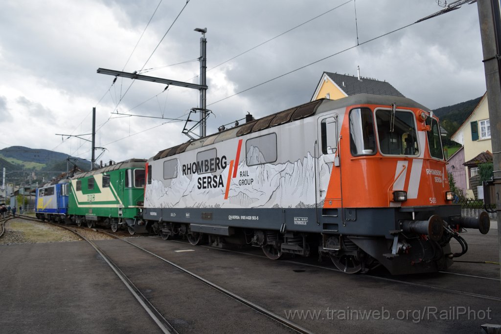 9362-0031-140924.jpg - Sersa Re 420.503-5 "Valentina" + MBC Re 420.506-8 + WRS Re 420.502 / Balsthal (Dépot) 14.9.2024