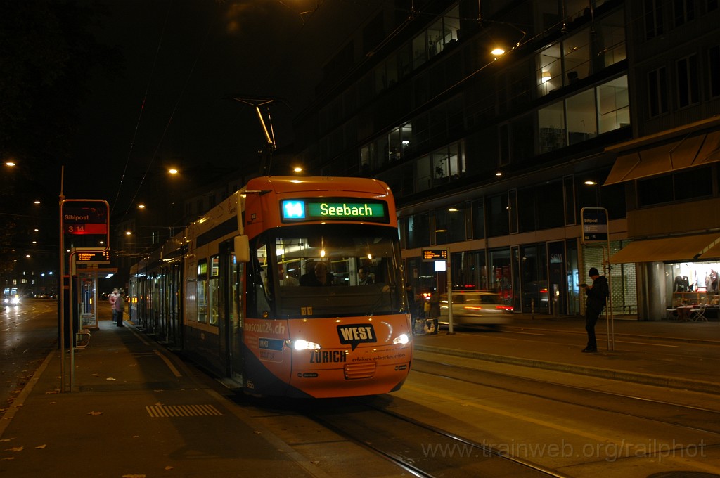 2254-0017-141111.jpg - VBZ Be 5/6 3020 «Tram Zürich West» / Sihlpost 14.11.2011