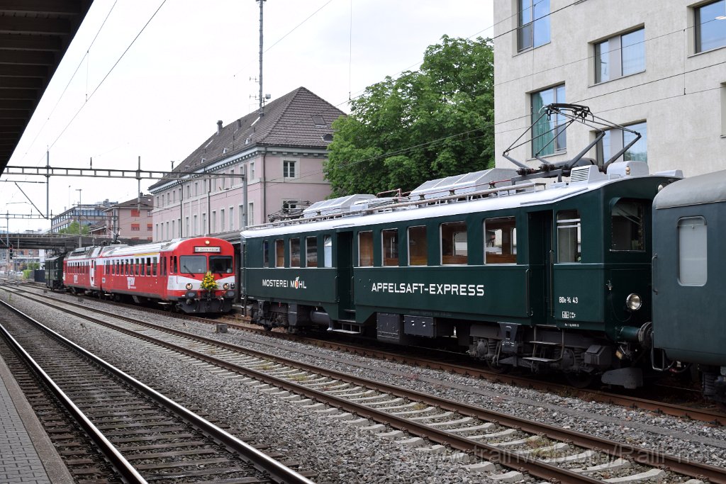 9151-0020-080624.jpg - BT BDe 3/4 43 "Möhl Apfelsaft-Express" + RM Bt 922 + RBDe 566.222-6 + SiTB FCe 2/4 84 / Schlieren 8.6.2024