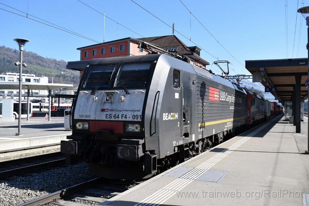 9598-0007-080325.jpg - SBB-CFF ES 64 F4-091 + 193.463-7 "Duisburg" / Arth-Goldau 8.3.2025