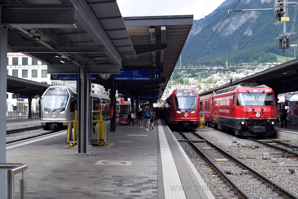 9789-0001-060625.jpg - RhB Ge 4/4"' 647 "Grüsch" + ABe 4/16 3141 + ABe 4/16 3133 " Piz Palü" / Chur 6.6.2025