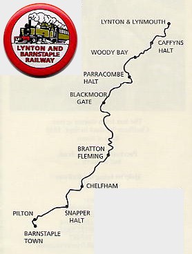 Map of the Lynton & Barnstaple Railway
