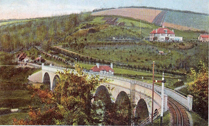 Approach to Chelfham station across the viaduct