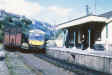 Calstock station before 1968 with DMU in platform