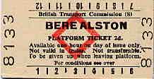 BR Platform Ticket for Bere Alston