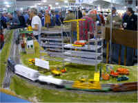 This A. C. Gilbert construction site made of Erector Set parts was set up on one of the modular layout's corner modules.