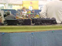 A close-up photo of the American Models 4-8-4 Northern class locomotive in Santa Fe livery.