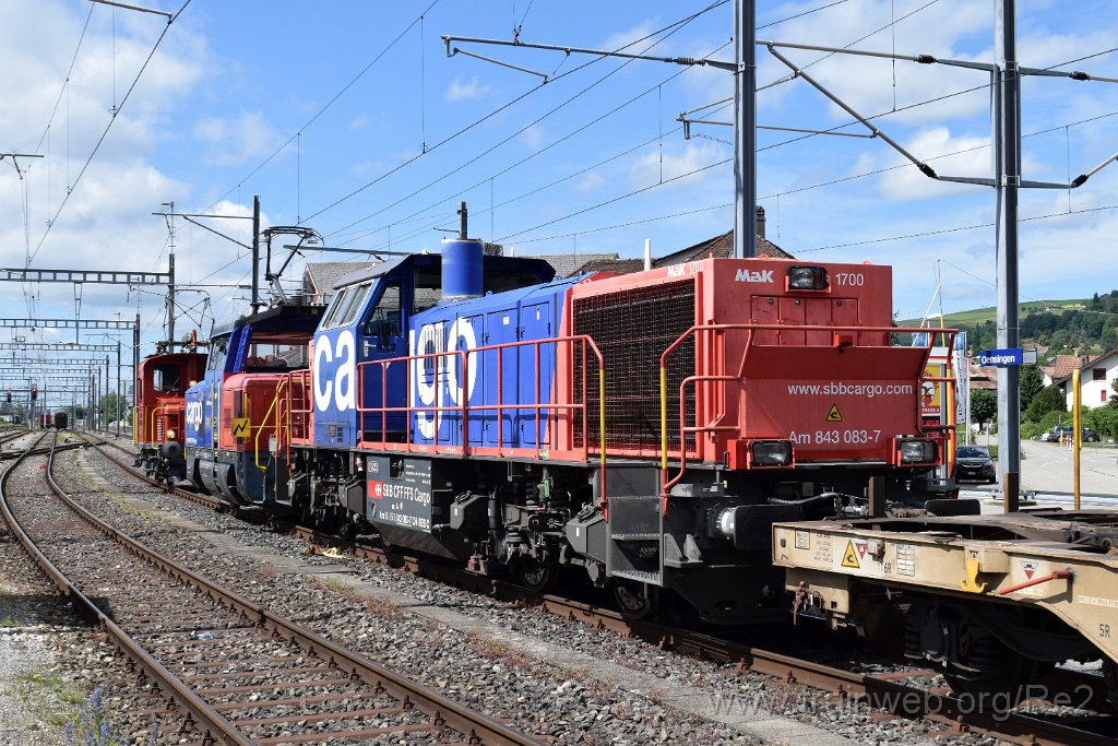 9165-0036-160624.jpg - SBBC Am 843.083-7 (Am 98 85 5 843 083-7 CH-SBBC) + SBBC Eem 923.013-7 ''Le Moléson'' (Eem 97 85 1 923 013-7 CH-SBBC) + DSF / SBB-CFF Te''' 130 (97 85 1 212 030-1 CH-DSF) / Oensingen 16.6.2024