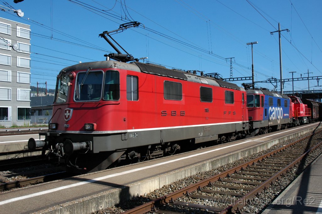 3273-0030-230914.jpg - SBB-CFF Re 4/4'' 11183 + SBBC Re 420.178-6 + SBB-CFF Am 843.019-1 / Zürich-Altstetten 23.9.2014
