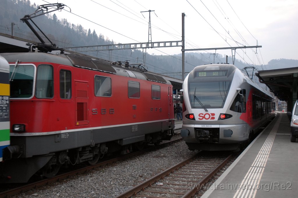 2735-0010-230313.jpg - SBB-CFF Re 4/4'' 11191 + SOB RABe 526.043-5 / Wattwil 23.3.2013