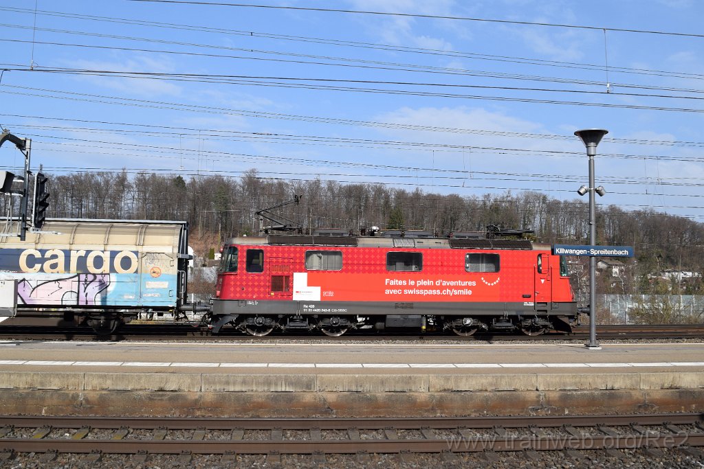 8391-0041-240223.jpg - SBBC Re 420.243-8 ''Smile'' (Re 91 85 4 420 243-8 CH-SBBC) / Killwangen-Spreitenbach 24.2.2023