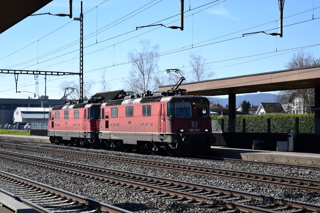 7318-0005-240321.jpg - SBBC Re 4/4'' 11248 (Re 420.248-7)  (Re 91 85 4 420 248-7 CH-SBBC) + SBBC Re 4/4'' 11349 (Re 420.349-3)  (Re 91 85 4 420 349-3 CH-SBBC) / Rupperswil 24.3.2021