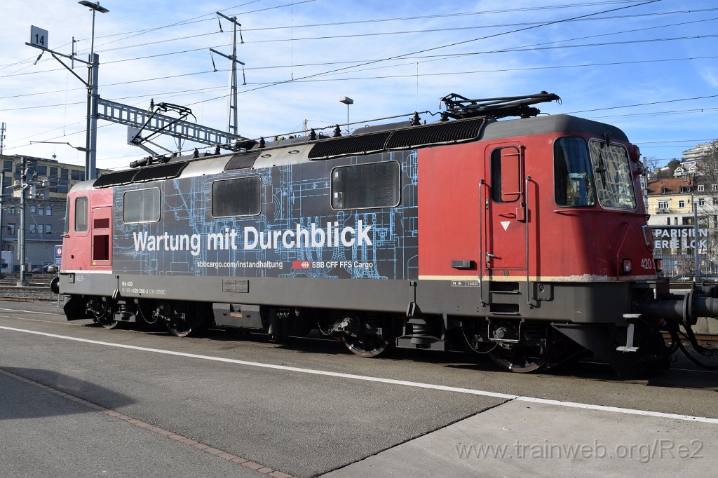 9550-0038-250125.jpg - SBBC Re 420.250-3 ''Wartung mit Durchblick'' (Re 91 85 4 420 250-3 CH-SBBC) / St.Gallen HB 25.1.2025