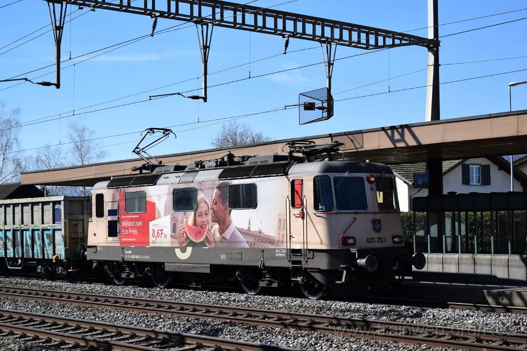 7316-0027-240321.jpg - SBBC Re 420.262-8 ''Mailand zum Eco-Preis'' (Re 91 85 4 420 262-8 CH-SBBC) / Rupperswil 24.3.2021