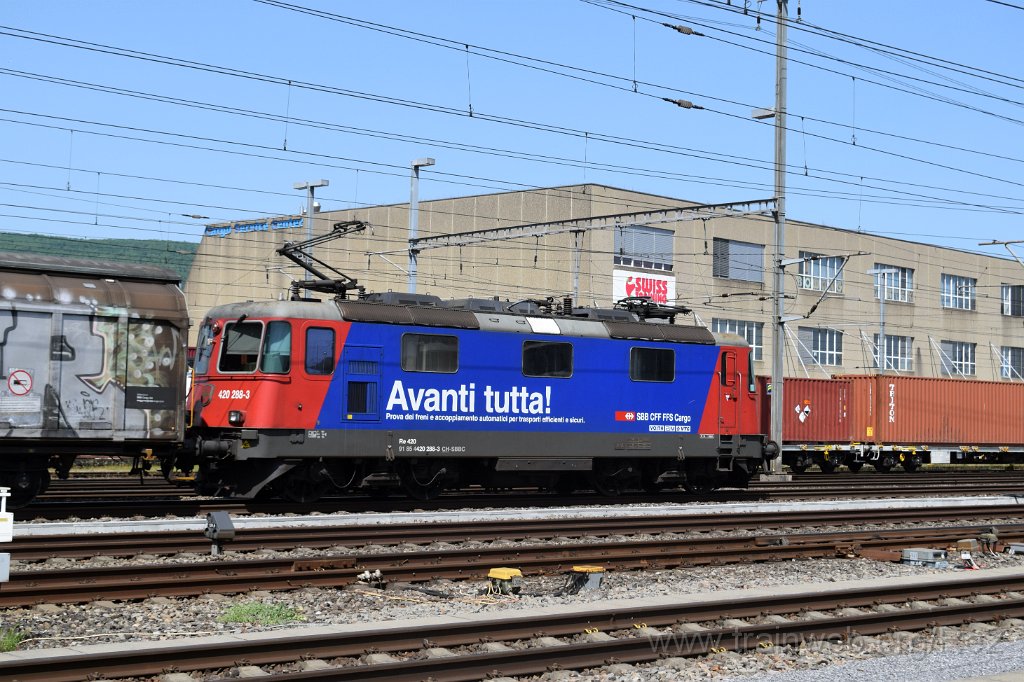 9704-0039-020525.jpg - SBBC Re 420.288-3 ''Avanti tutta!'' (Re 91 85 4 420 288-3 CH-SBBC) / Aarau (Torfeld) 2.5.2025