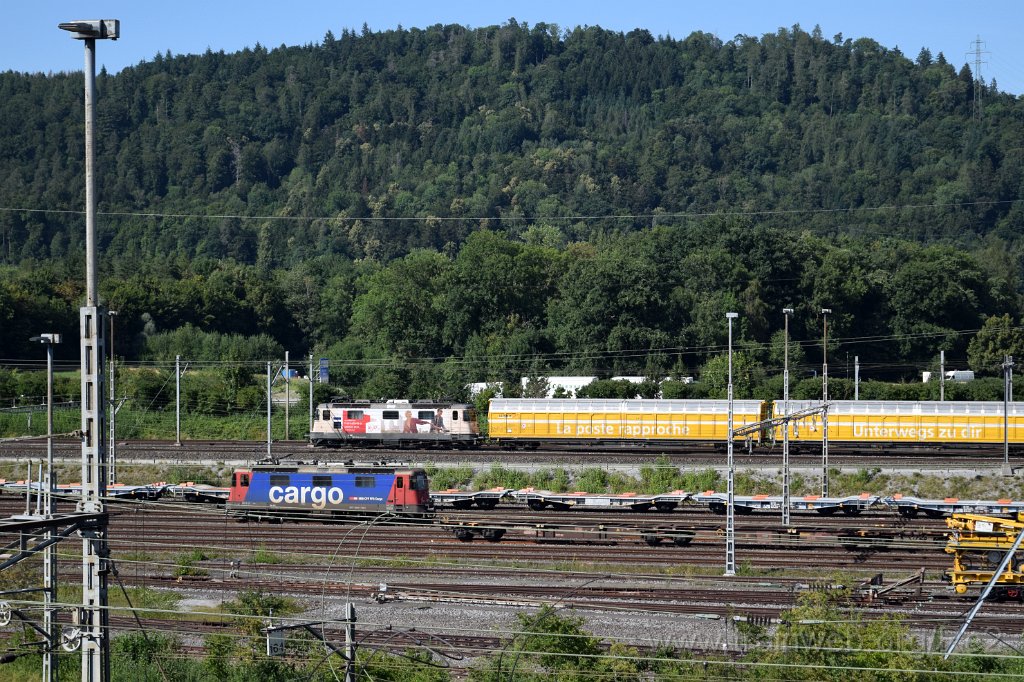 7118-0040-290720.jpg - SBBC Re 420.310-5 ''Francoforte a prezzo eco'' (Re 91 85 4 420 310-5 CH-SBBC) + SBBC Re 421.384-9 (Re 91 85 4 421 384-9 CH-SBBC) / RB Limmattal (Brücke Sandäckerstrasse) 29.7.2020