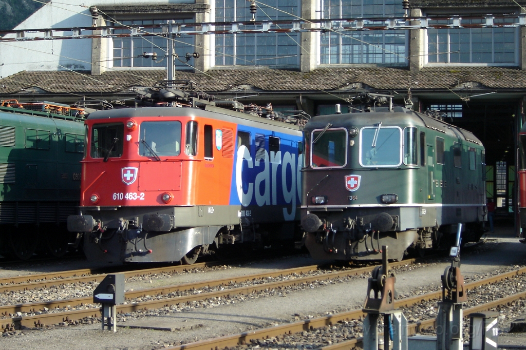 1416-0035-080907.jpg - Re 4/4''' 11364 + Ae 610.463-2 "Göschenen" / Erstfeld 8.9.2007