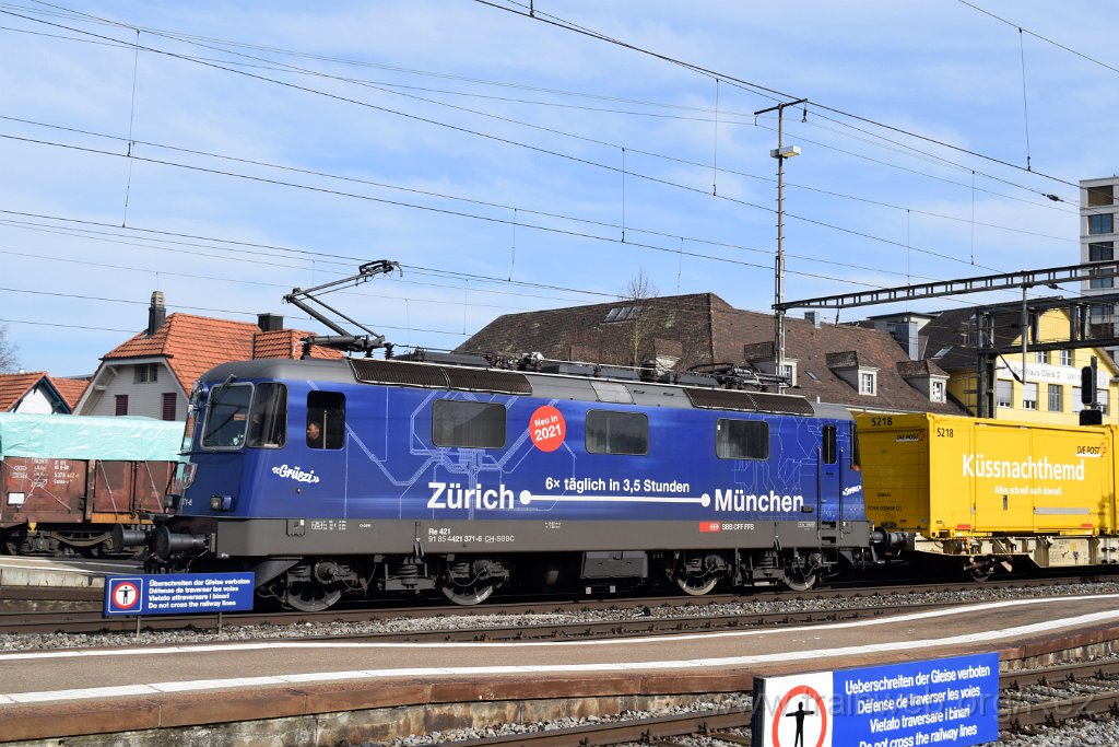 7295-0011-220221.jpg - SBBC Re 421.371-6 ''Zürich-München 2021'' (Re 91 85 4 421 371-6 CH-SBBC) / Lenzburg 22.2.2021