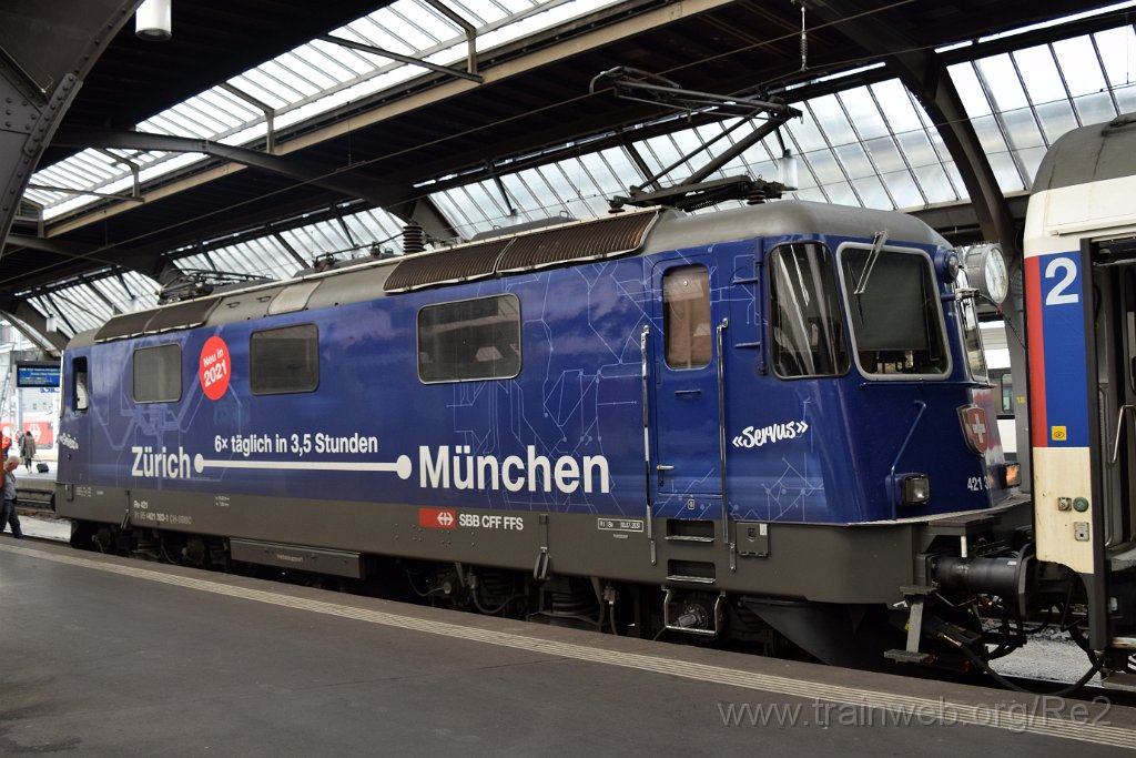 7165-0014-230920.jpg - SBBC Re 421.383-1 ''Zürich-München 2021'' (Re 91 85 4 421 383-1 CH-SBBC) / Zürich HB 23.9.2020