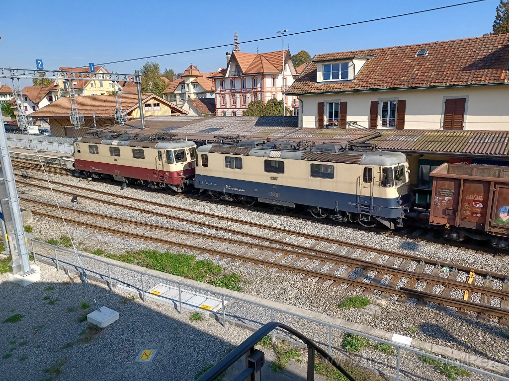 8231-0013-071022.jpg - IRSI Re 421.393-0 / Re 4/4'' 11393 (Re 91 85 4 421 393-0 CH-IRSI) + IRSI Re 421.387-2 / Re 4/4'' 11387 (Re 91 85 4 421 387-2 CH-IRSI) / Kerzers 7.10.2022