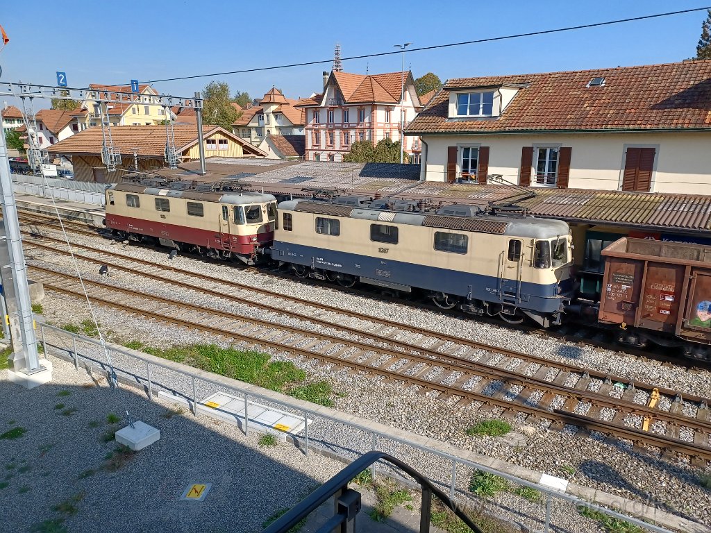 8231-0013-071022.jpg - IRSI Re 421.393-0 / Re 4/4'' 11393 (Re 91 85 4 421 393-0 CH-IRSI) + IRSI Re 421.387-2 / Re 4/4'' 11387 (Re 91 85 4 421 387-2 CH-IRSI) / Kerzers 7.10.2022