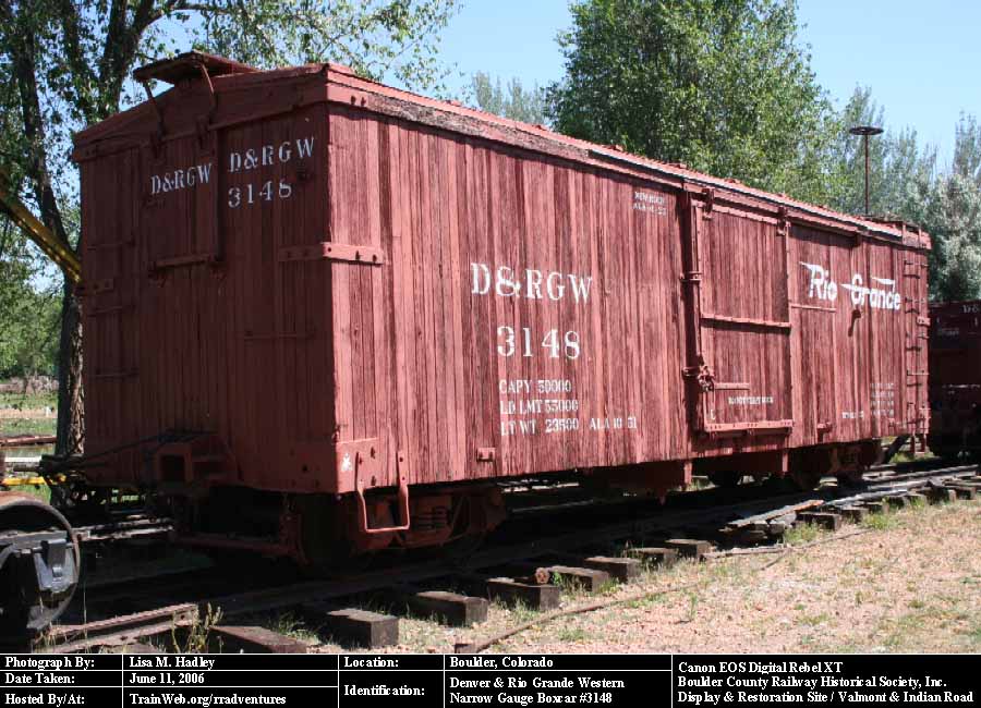 Boulder County Railway - D&RGW Narrow Gauge Boxcar #3148